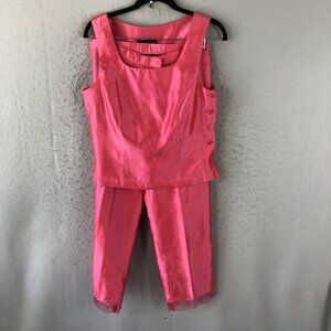 Carol Anderson Collection Pantsuit Womens 4 Hot Pink Sleeveless Embellished Even